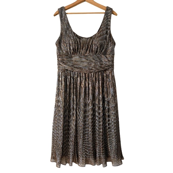 Joseph Ribkoff Gold and Silver Metallic Elegant Cocktail Party Dress - Picture 2 of 15